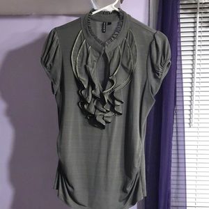 Green keyhole blouse